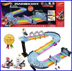 New! Hot Wheels Nintendo Mario Kart Rainbow Road Raceway Race Track Set King Boo