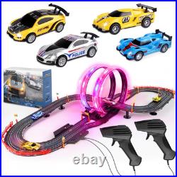 Pafolo Slot Car Race Track Set 19Ft Electric Track Led Lights And 4 Slot Cars 2