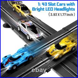 Pafolo Slot Car Race Track Set 19Ft Electric Track Led Lights And 4 Slot Cars 2