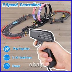 Pafolo Slot Car Race Track Set 19Ft Electric Track Led Lights And 4 Slot Cars 2