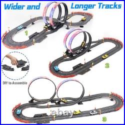 Pafolo Slot Car Race Track Set 19Ft Electric Track Led Lights And 4 Slot Cars 2