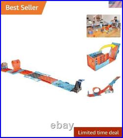 Portable Race Crate Toy Car Track Set 3 Exciting Builds & 2 Cars Included