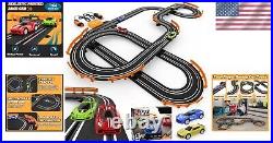 Portable Slot Car Track Set with 4 Cars & Dual Controls 18.4 ft of Racing Fun