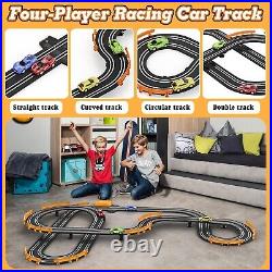 Portable Slot Car Track Set with 4 Cars & Dual Controls 18.4 ft of Racing Fun