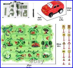 Puzzle Racer Kids Car Track Set, Plastic Puzzles for Kids Ages 3-5 with A Cut