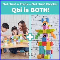 QBI Magnetic Blocks Car Track Set, STEM Building Toys Kids Ages 4-8, 2 Cars