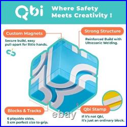 QBI Magnetic Blocks Car Track Set, STEM Building Toys Kids Ages 4-8, 2 Cars