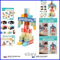 QBI Magnetic Blocks Race Car Track Set, STEM Toys for Kids Ages 3-5, 36 PCS