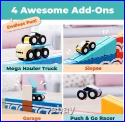 QBI Magnetic Blocks Race Car Track Set, STEM Toys for Kids Ages 3-5, 36 PCS