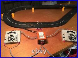 QUICK SETUP AURORA MODEL MOTORING HO CUSTOM 2 LANE SLOT CAR TRACK SET With2 CARS