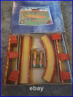 RARE Vintage Tippco (#793) German Wind Up Car Race Track Set Tin Litho