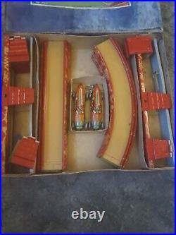 RARE Vintage Tippco (#793) German Wind Up Car Race Track Set Tin Litho