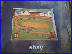 RARE Vintage Tippco (#793) German Wind Up Car Race Track Set Tin Litho