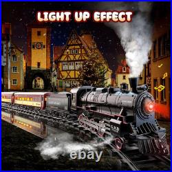 RC Train Set, Alloy Steam Locomotive with Light-Up Cars and Tracks