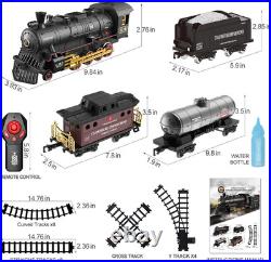 RC Train Set for Kids, Alloy Steam Locomotive with Cars and Tracks Train Set f