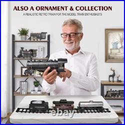 RC Train Set for Kids, Alloy Steam Locomotive with Cars and Tracks Train Set f