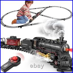 RC Train Set for Kids, Alloy Steam Locomotive with Cars and Tracks Train Set f