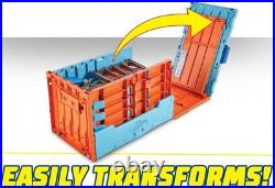 Race Crate 3-in-1 Track Set with 2 Cars Gravity Drop, Mega Jump, Ages 6-10