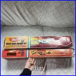 Rare Hot Wheels 1967 Drag Race & Stunt Action Track Set With Box & 4 Redliner Cars