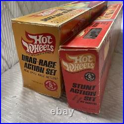 Rare Hot Wheels 1967 Drag Race & Stunt Action Track Set With Box & 4 Redliner Cars