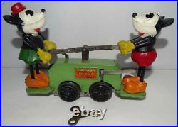 Rare Nm! Greenvs. Disney 1934 Lionel Mickey Mouse Hand Car+2 Pc. Boxed Set+track