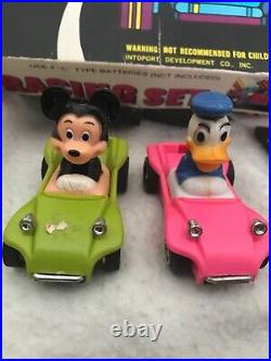 Rare Vintage Mickey Mouse Donald Duck Slot Car Race Track Set. Runs