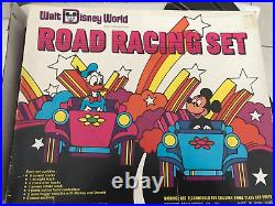 Rare Vintage Mickey Mouse Donald Duck Slot Car Race Track Set. Runs