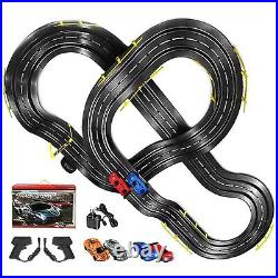 Rc Race Track, 4 Light-up Slot Cars Race Track Set, 2 Controllers Electric Ra