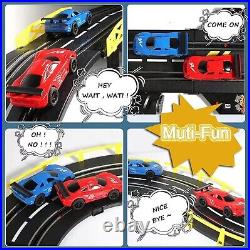 Rc Race Track, 4 Light-up Slot Cars Race Track Set, 2 Controllers Electric Ra