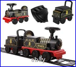 Ride on Train Toys Electric TrainSet with Track 2 Seaters Cargo Car, Music, Light