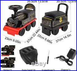 Ride on Train Toys Electric TrainSet with Track 2 Seaters Cargo Car, Music, Light