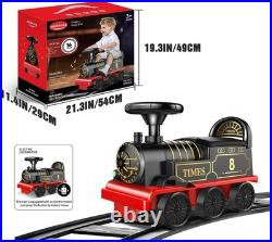 Ride on Train Toys Electric TrainSet with Track 2 Seaters Cargo Car, Music, Light