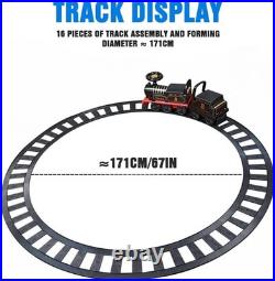 Ride on Train Toys Electric TrainSet with Track 2 Seaters Cargo Car, Music, Light
