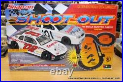 SNAP ON RACING SHOOT OUT HO SCALE SLOT CAR SET raceset1 2 race cars and track e