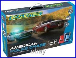 Scalextric Set C1405 American Police Chase Full Sized Car/Track STUNT Set