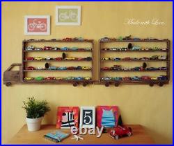 Set Of Tracked Shelf Walnut Mini Car Storage Display