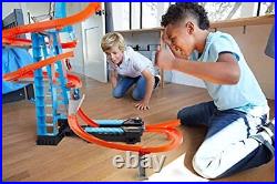 Sky Crash Tower Track Set, 2.5+ ft High with Motorized Booster, Orange Track