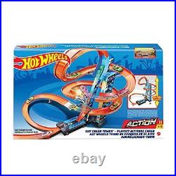 Sky Crash Tower Track Set, 2.5+ ft High with Motorized Booster, Orange Track