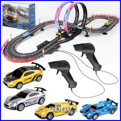 Slot Car Race Track Set, 19ft Electric Track with LED Lights and with LED lights