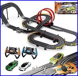 Slot Car Race Track Set Electric Powered Super Loop Speedway with Four Cars f
