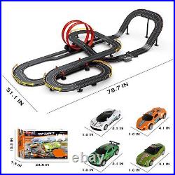 Slot Car Race Track Set Electric Powered Super Loop Speedway with Four Cars f