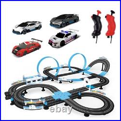 Slot Car Race Track Set, High Speed Series Tram Dual Track Set with 4 License