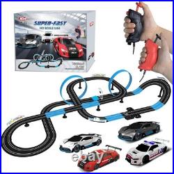 Slot Car Race Track Set, High Speed Series Tram Dual Track Set with 4 License