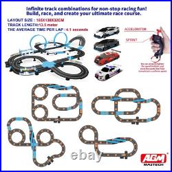 Slot Car Race Track Set, High Speed Series Tram Dual Track Set with 4 License