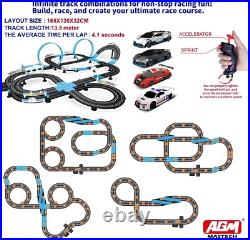 Slot Car Race Track Set, High Speed Series Tram Dual Track Set with 4 License