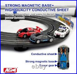 Slot Car Race Track Set, High Speed Series Tram Dual Track Set with 4 License