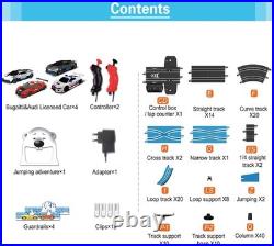 Slot Car Race Track Set, High Speed Series Tram Dual Track Set with 4 License