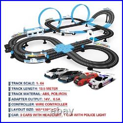 Slot Car Race Track Set, High Speed Series Tram Dual Track Set with 4 License