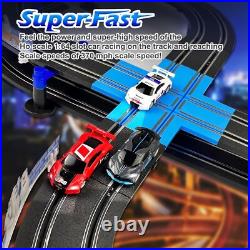 Slot Car Race Track Set, High Speed Series Tram Dual Track Set with 4 License