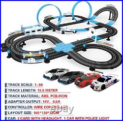 Slot Car Race Track Set, High Speed Series Tram Dual Track Set with 4 Licensed R